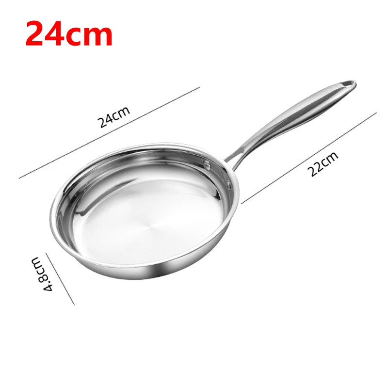 KEMORELA 304 Stainless Steel Uncoated Skillet | Multi-Size Stainless Steel Skillet Axl 24cm