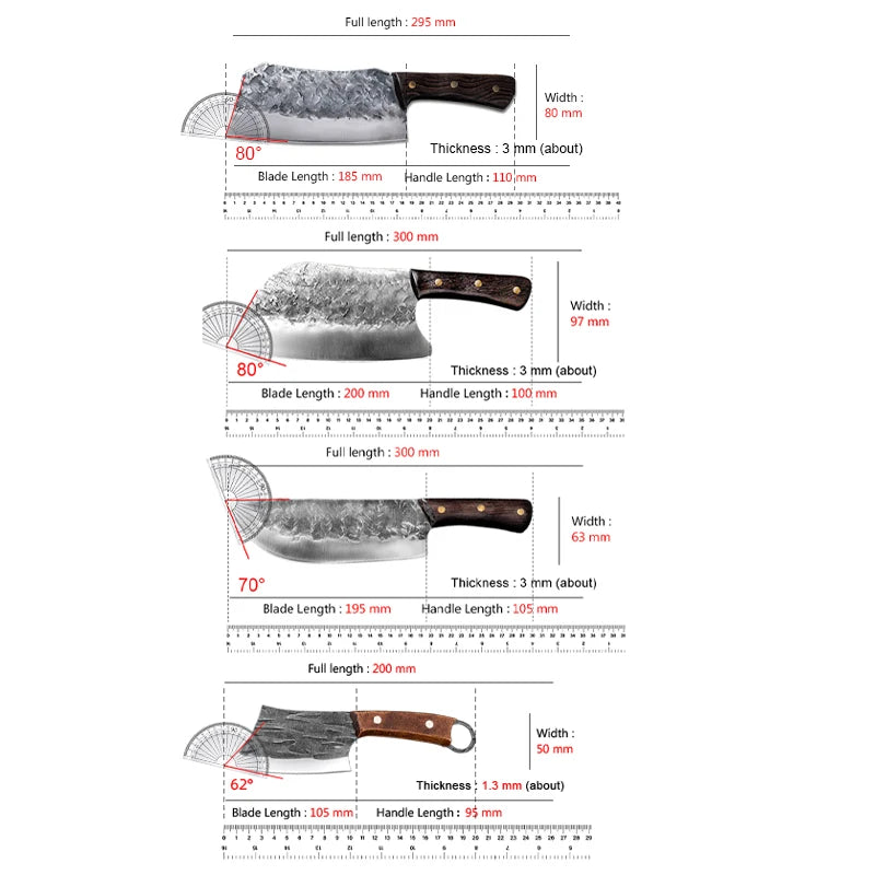 InLeung Forged Stainless Steel Kitchen Cleaver – Wooden Handle Kitchen Cleaver Knife Axl