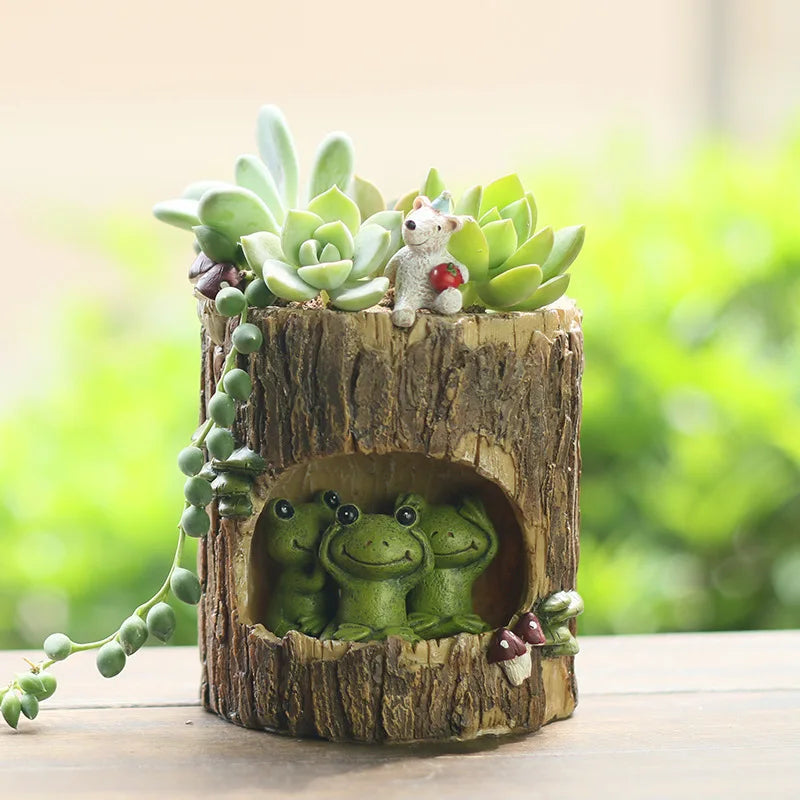 Tree Hole Resin Planter – Micro Landscape Succulent Pot Decor Decorative Planter Axl