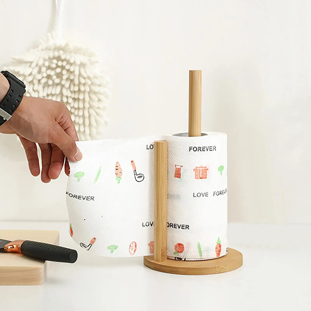 Bamboo Paper Towel Holder Stand – Rustic Kitchen Countertop Paper Towel Holder Axl