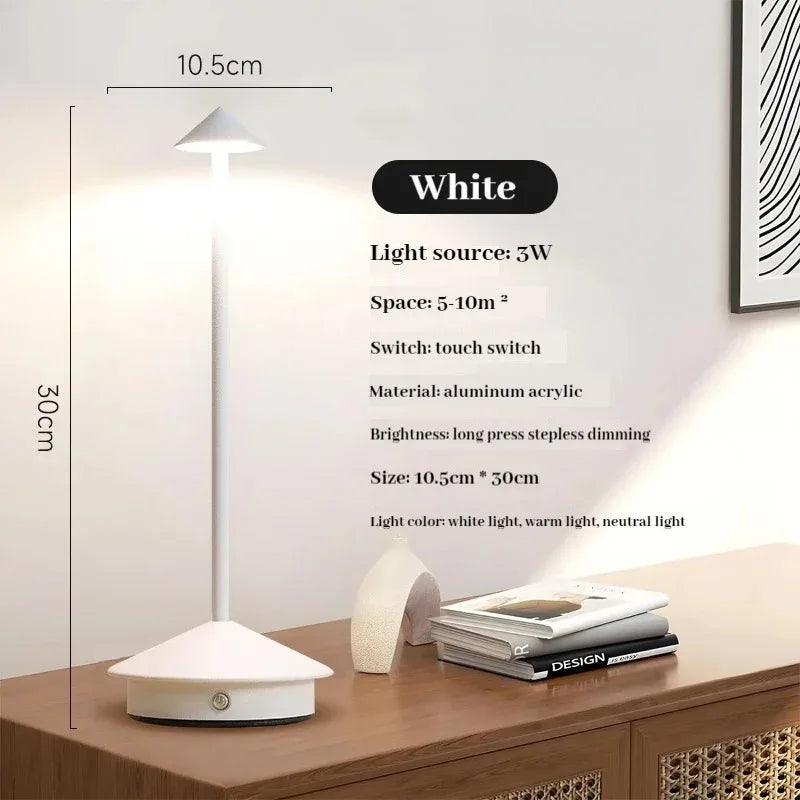Rechargeable LED Table Lamp | Touch Sensor & 3 Color Temps LED Table Lamp Axl White