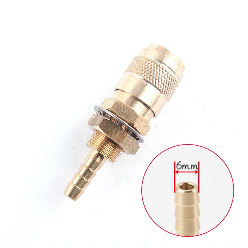 Water Cooled Gas Adapter Quick Connector TIG/MIG Torch M6/M8 Welding Torch Adapter Axl 6mm Female Gold