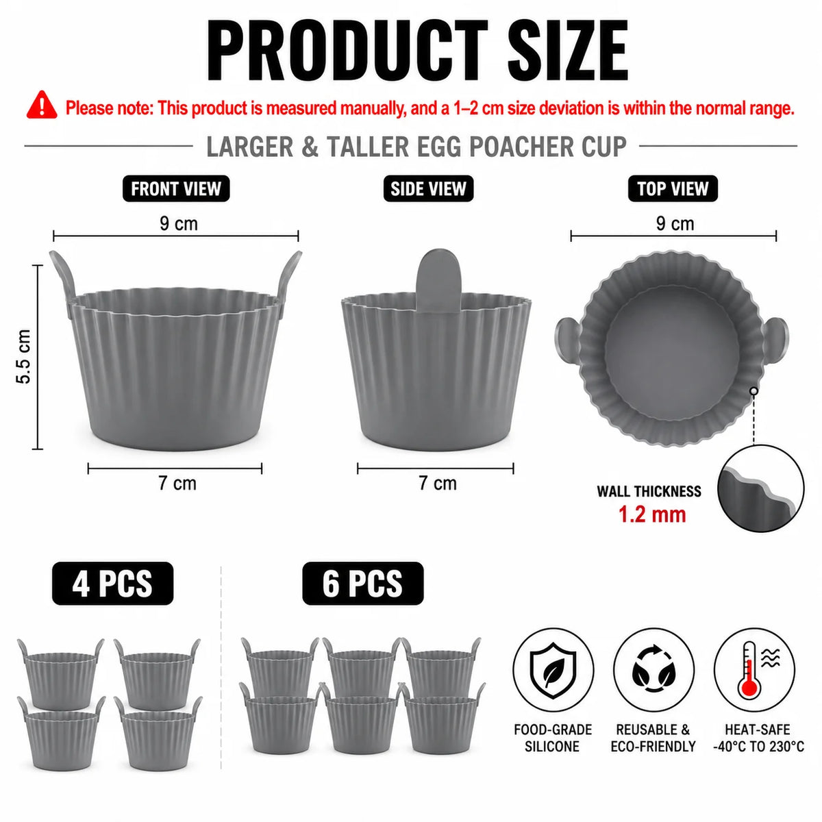Silicone Egg Poacher Cups | Air Fryer Egg Bite Mold – 3/4/6 Pc Egg Poacher Cups Axl