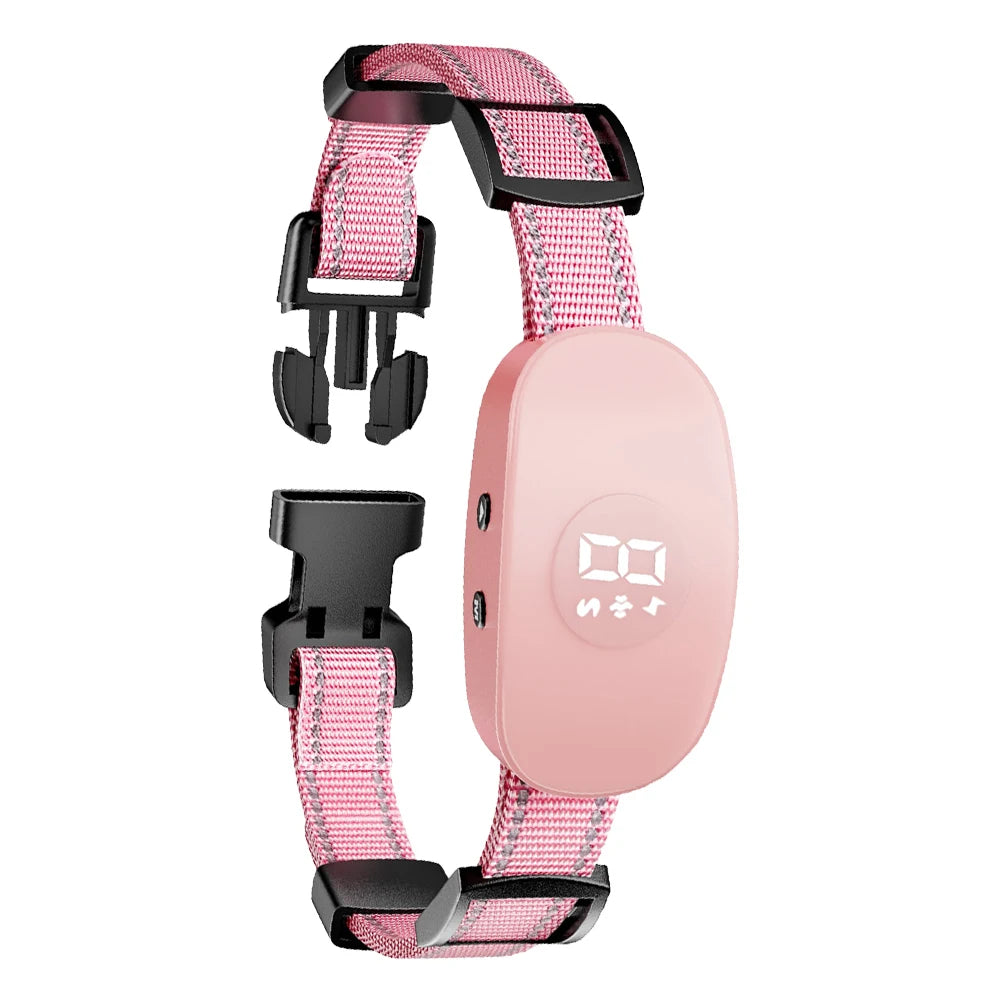 Waterproof Anti-Bark Dog Training Collar – Vibration & Beep Bark Deterrent Collar Axl Pink