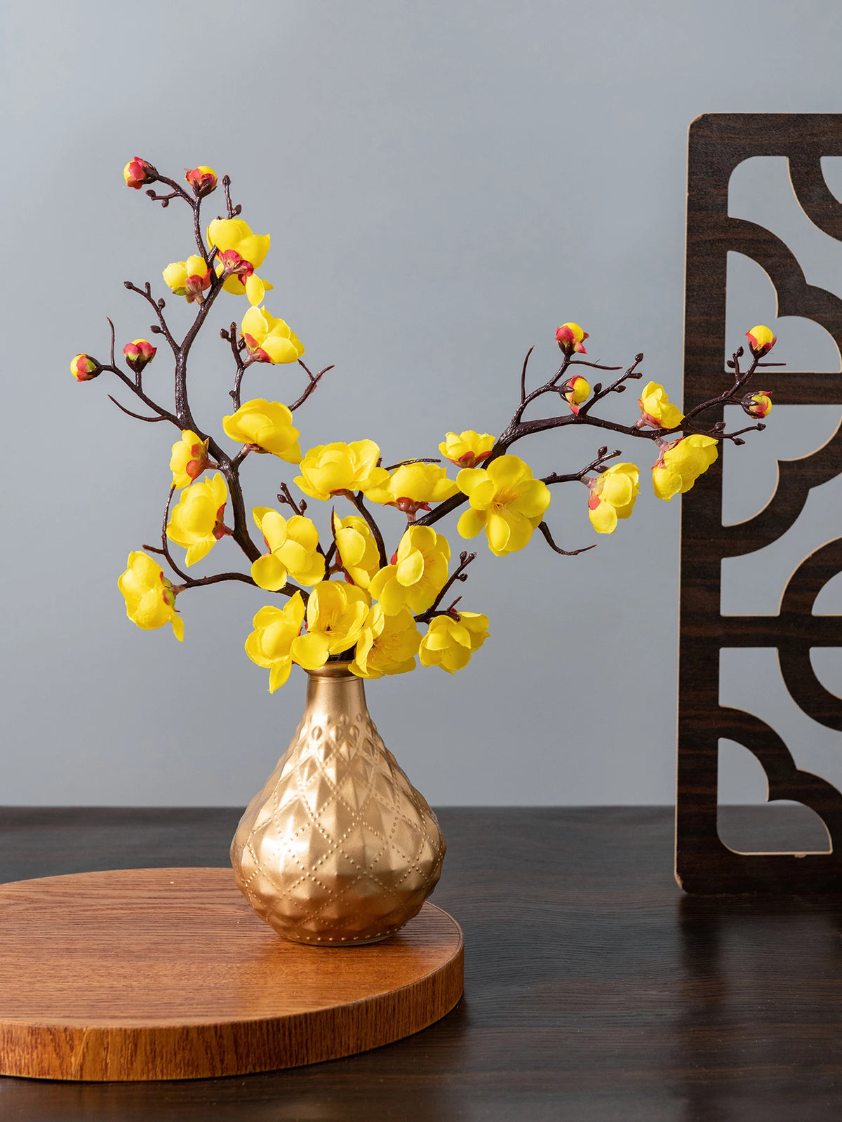 Silk Plum Blossom Branch – Artificial Spring Flower Decor Artificial Flower Branch Axl Deep Sapphire