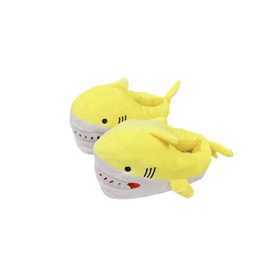 Shark Slippers for Women – Fluffy Faux Fur Indoor Slides Novelty Indoor Slippers Axl WD38 Yellow ONE SIZE