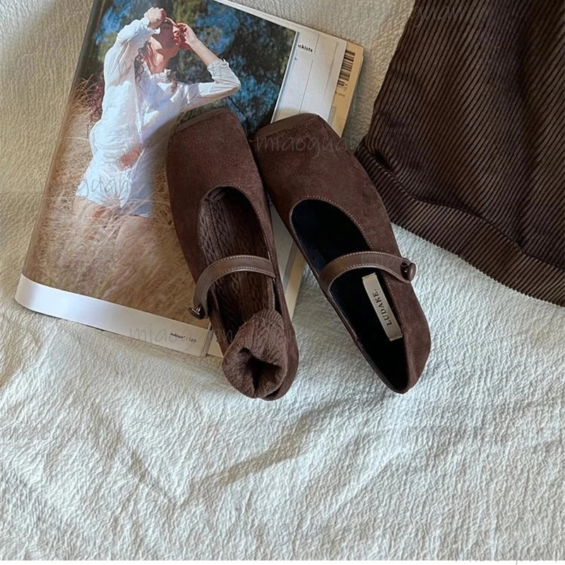 Women's Vintage Mary Jane Ballet Flats – Square Toe Slip-On Women's Ballet Flats Axl