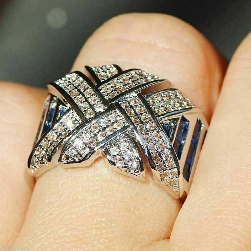 Huitan Wide Cubic Zirconia Ring – Women's Fashion Band Jewelry Fashion Ring Axl T0718 9