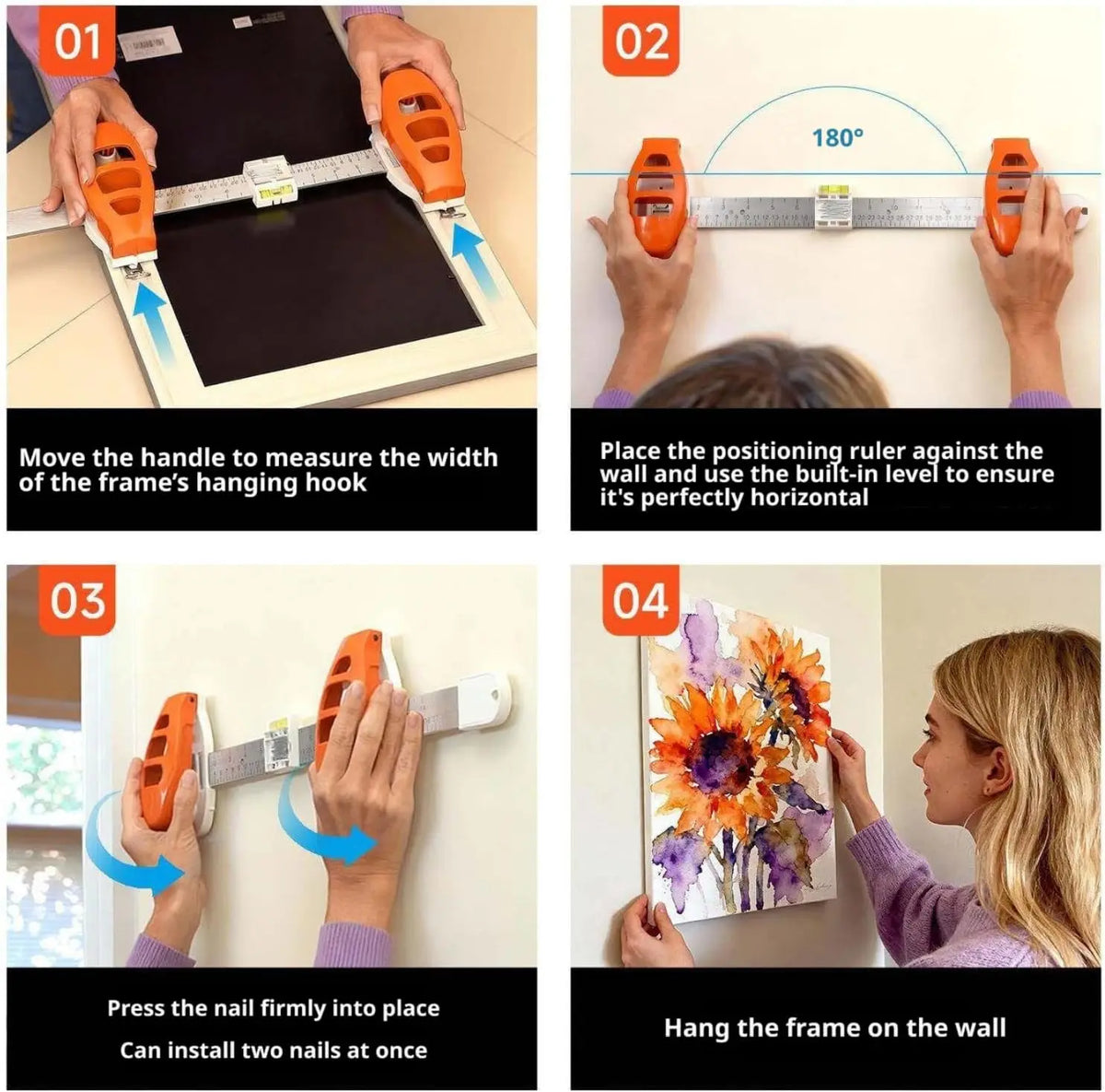 Picture Hanging Level Ruler – Frame Positioning & Hole Marking Hanging Level Ruler Axl