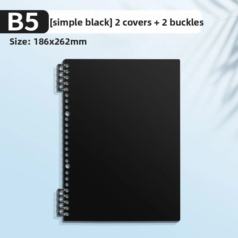 Transparent PP Loose-Leaf Binder Cover A4 A5 B5 – DIY Notebook Binder Cover Axl black-B5-1pcs