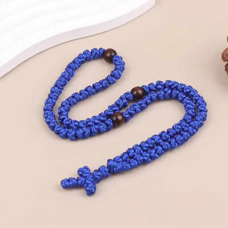 Komboskini Prayer Rope Necklace – Handmade Orthodox Cross Prayer Rope Necklace Axl Blue