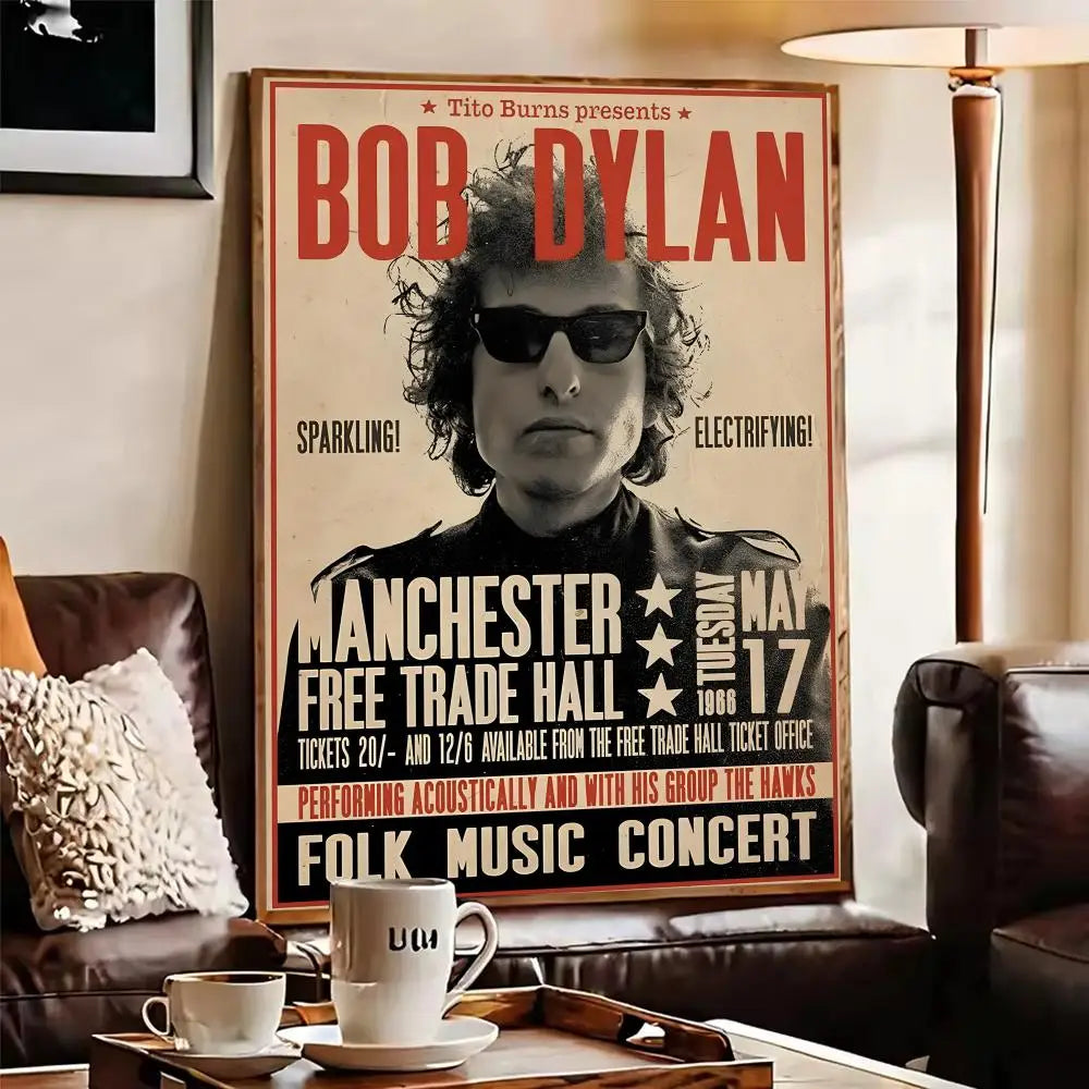 Bob Dylan Canvas Wall Art – Vintage Abstract Unframed Poster Canvas Wall Art Axl