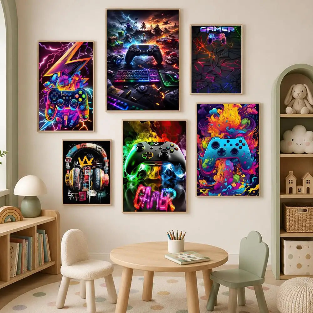 Neon Video Game Wall Poster – Self-Stick Waterproof HD PVC Art Wall Art Poster Axl