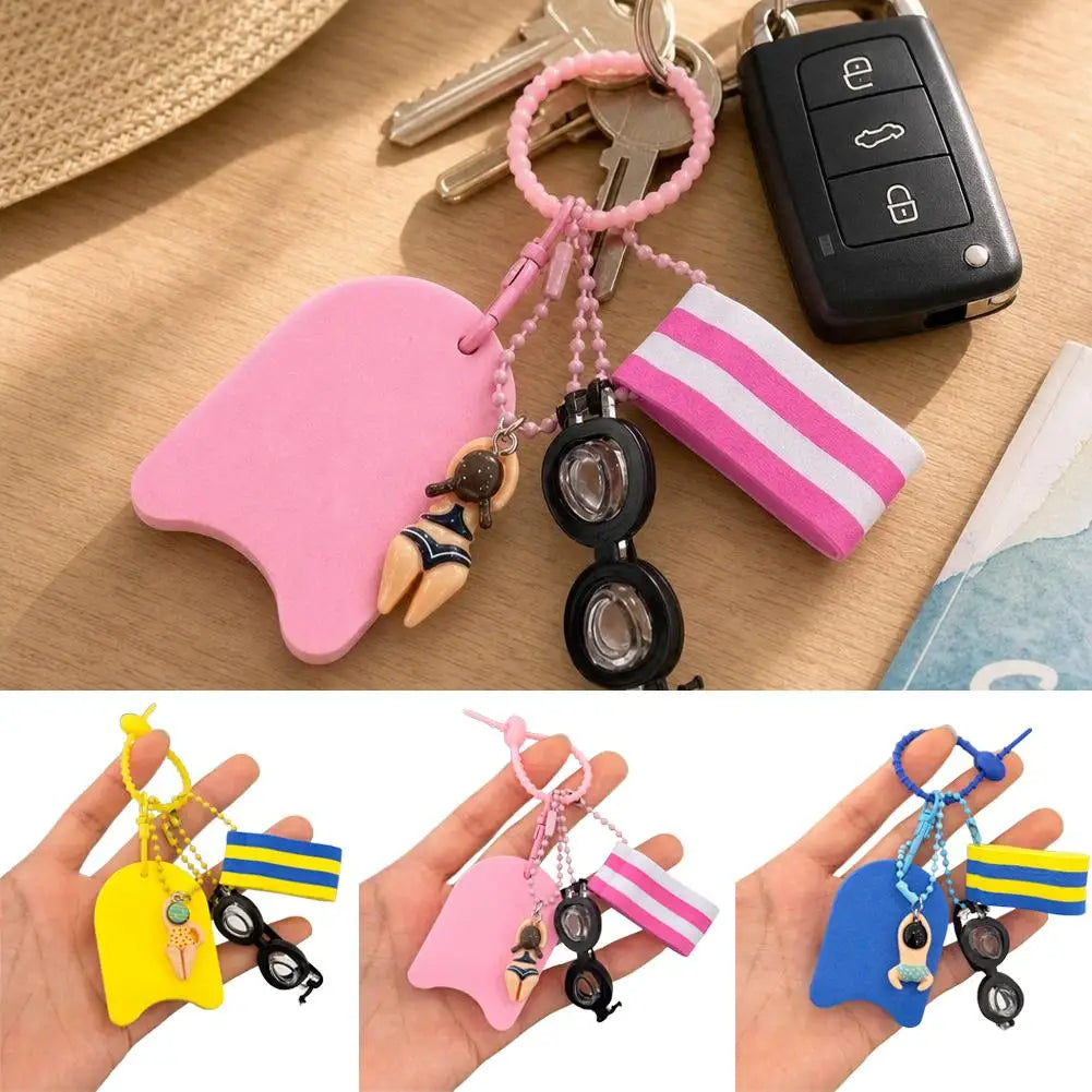 Swim Themed Keychain – Mini Goggles, Kickboard & Swimmer Charm Sports Keychain Axl