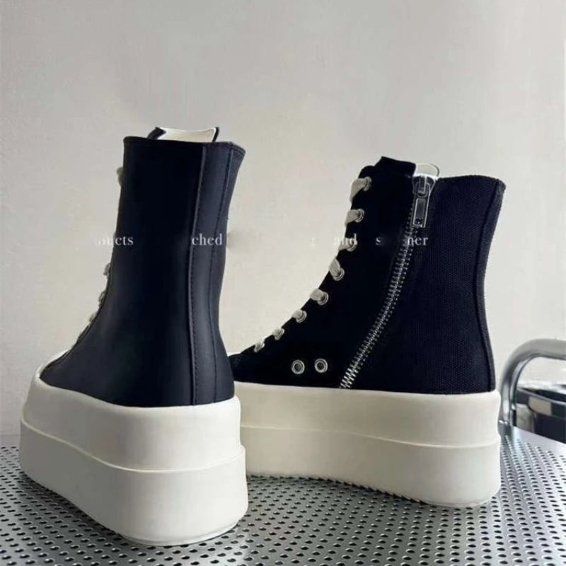 Women's Canvas Lace-Up Boots – Low Heel Round Toe Booties Women's Canvas Boots Axl