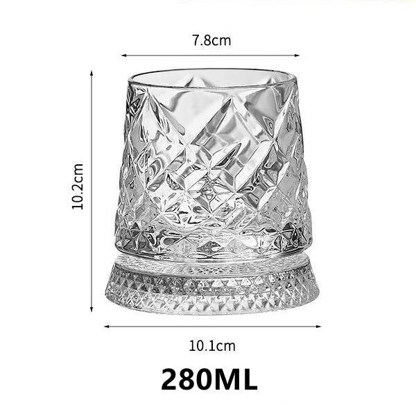KEMORELA 280ml Rotating Crystal Whiskey Glass with Base Whiskey Glass Axl E 280ml