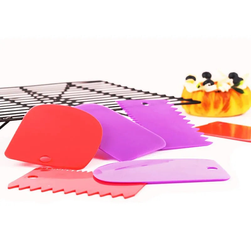 3-Piece Plastic Dough & Cream Scraper Baking Set | Cake Tools Baking Scraper Set Axl