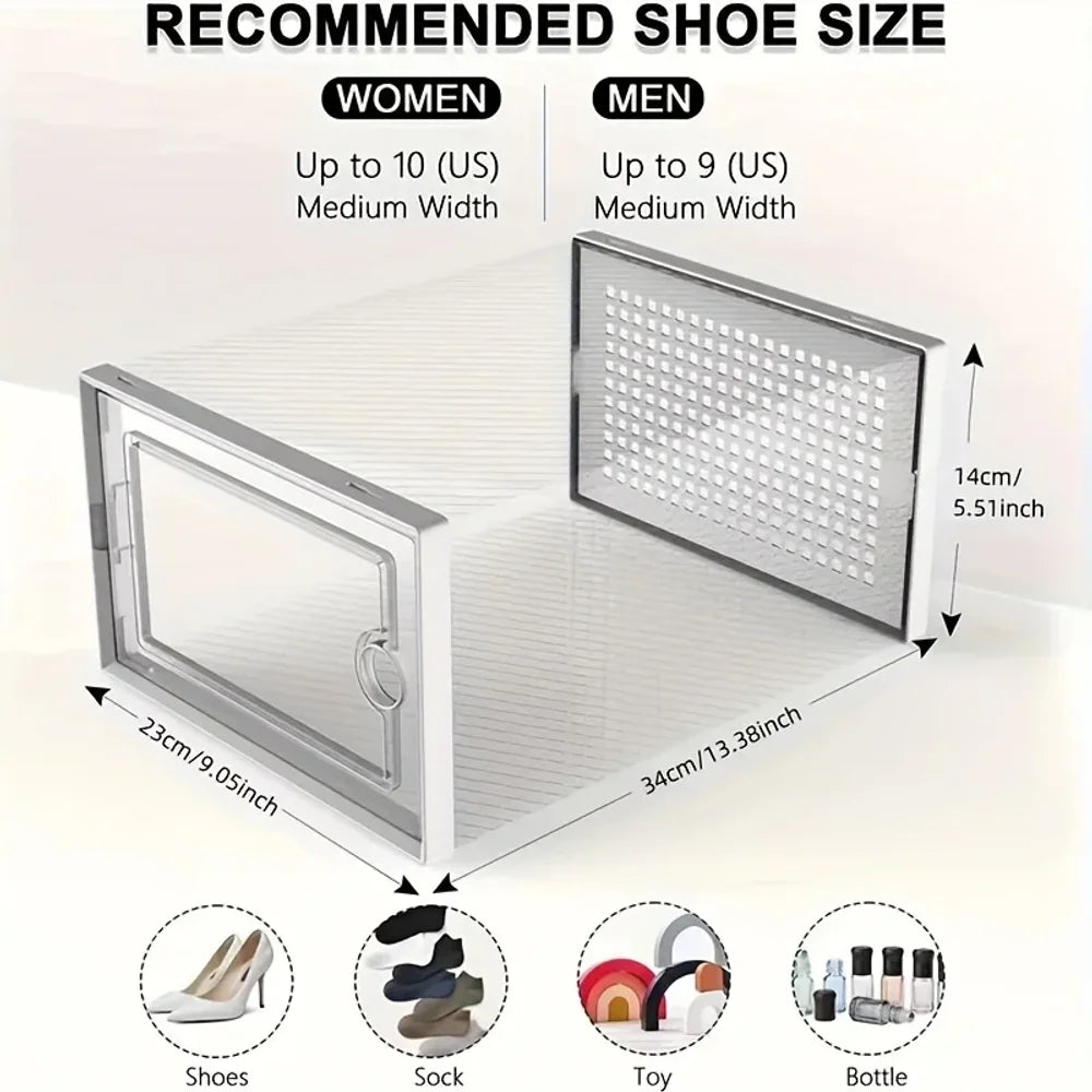 6-Pack Stackable Clear Shoe Boxes with Lids – Sneaker Storage Stackable Shoe Boxes Axl