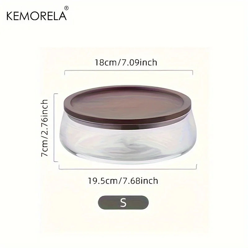 KEMORELA Glass Storage Jar with Wooden Lid | Kitchen Organizer Glass Storage Jar Axl S