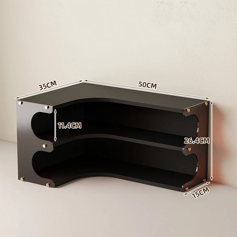 Nordic 3-Tier Corner Storage Shelf – Wood Desk Organizer Rack Corner Storage Shelf Axl Black 2 Layers