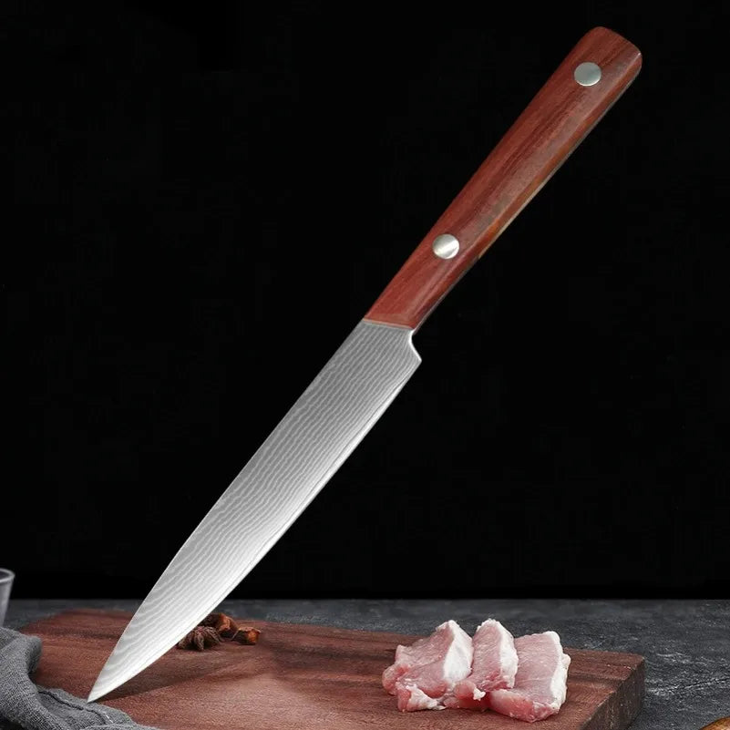 InLeung Damascus Steel Chef Knife – Sharp Wood Handle Kitchen Blade Damascus Chef Knife Axl
