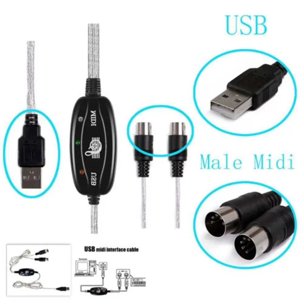 USB MIDI Interface Cable – Keyboard & Piano to PC Adapter MIDI USB Interface Axl