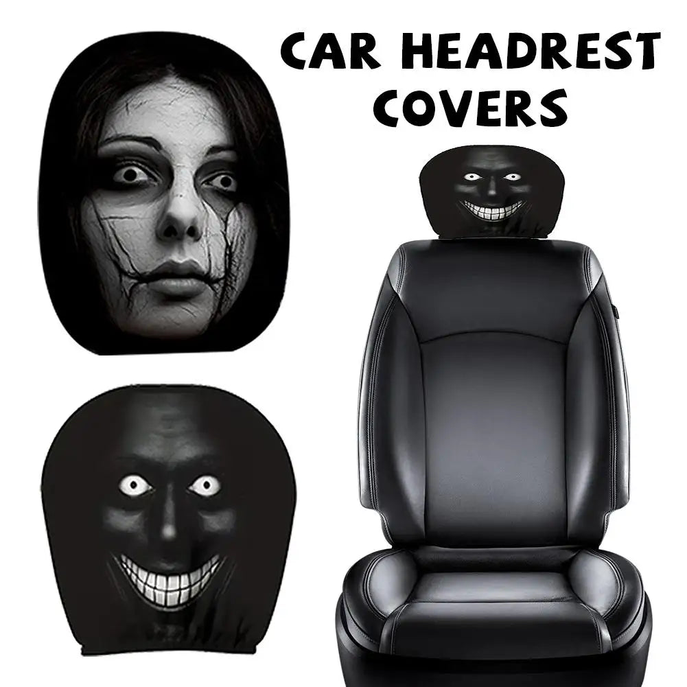 2-Pack Horror Car Headrest Covers | Universal Sedan SUV Truck Fit Car Headrest Cover Axl