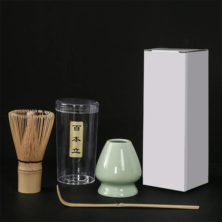 3-Piece Bamboo Matcha Set – Whisk, Scoop & Stand | Tea Kit Matcha Tea Set Axl Green 3pcs