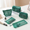 5-Pack Transparent Mesh Storage Bags – Travel Organizer Pouches Travel Storage Pouches Axl green -5pcs