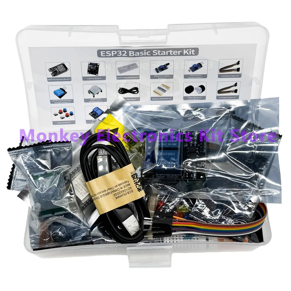 ESP32 WiFi Starter Kit – OLED, Relay, Sensors & Breadboard Electronics DIY Kit Axl