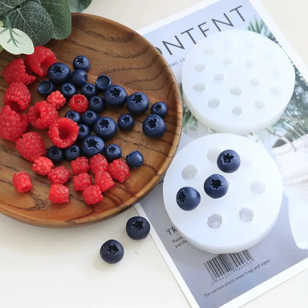 3D Fruit Silicone Mold – Blueberry Raspberry Candle & Baking Craft Silicone Mold Axl