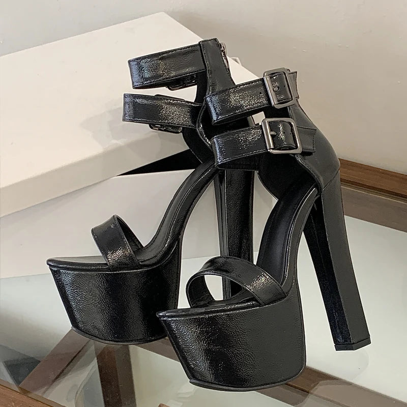 Eilyken Women Platform Sandals Square High Heel Open Toe Platform Heel Sandals Axl