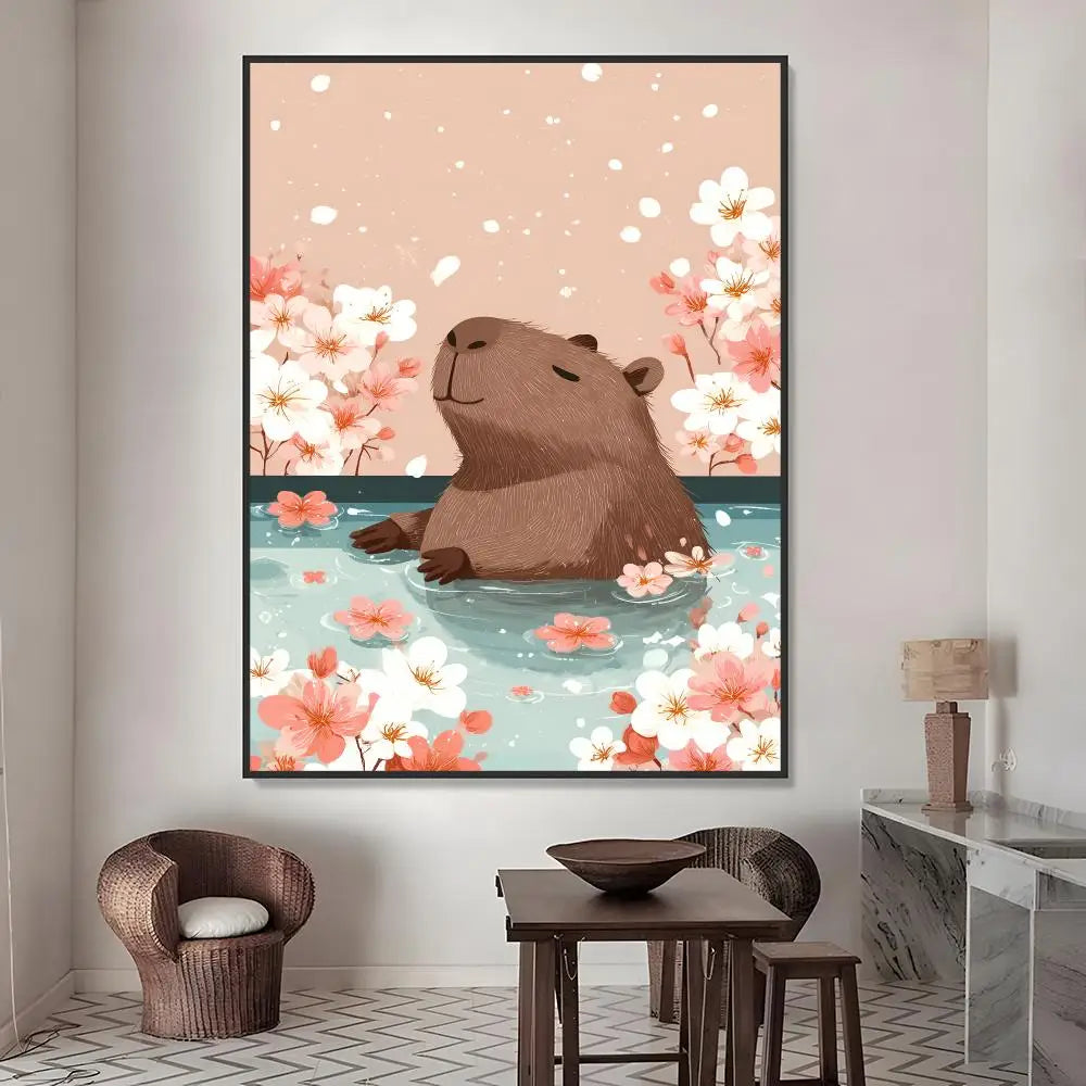 Capybara Waterproof PVC Poster Stickers – Wall Décor & Gift Wall Decor Stickers Axl White08 60X90cmNoframe