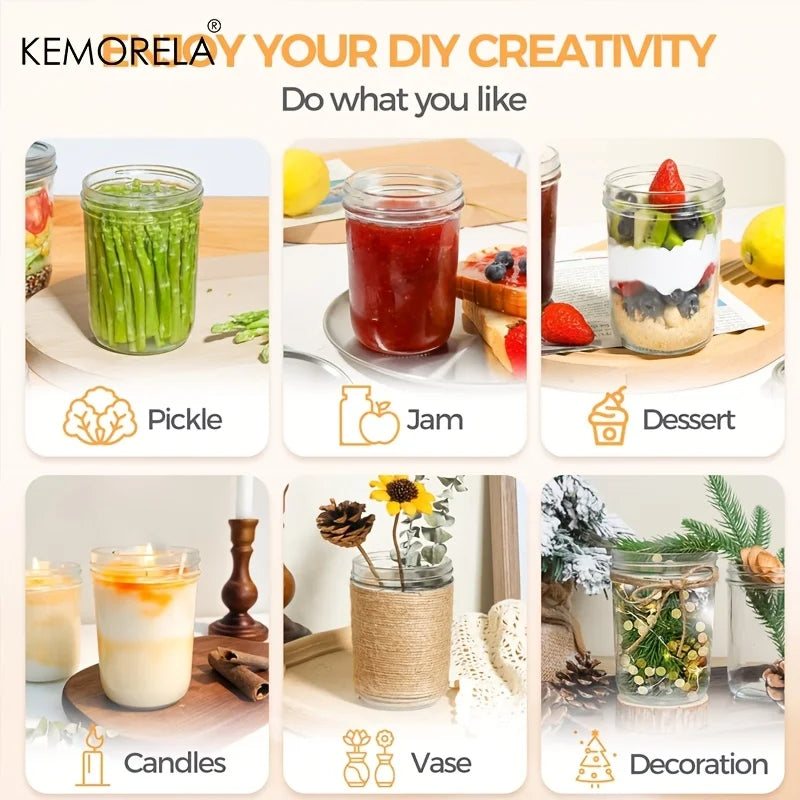 KEMORELA 350ml Glass Mason Jars with Lids – 4 Pack Canning Set Glass Canning Jars Axl