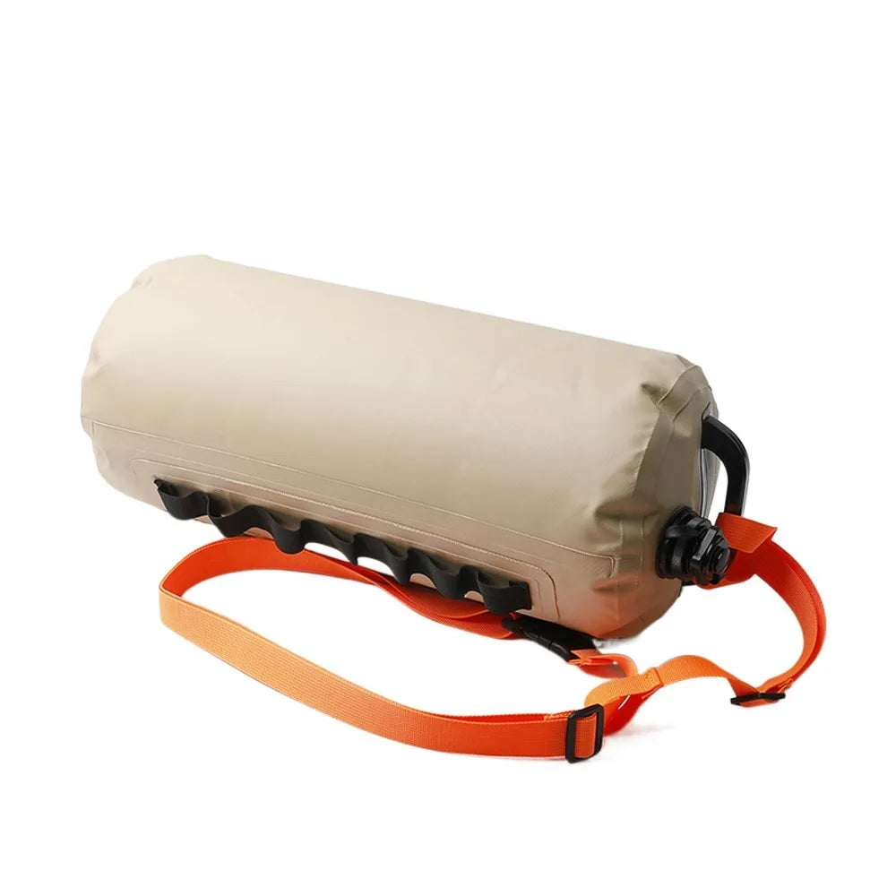Swim Buoy Dry Bag – Inflatable PVC Float & Outdoor Weight Bag Swim Buoy Float Bag Axl Khaki