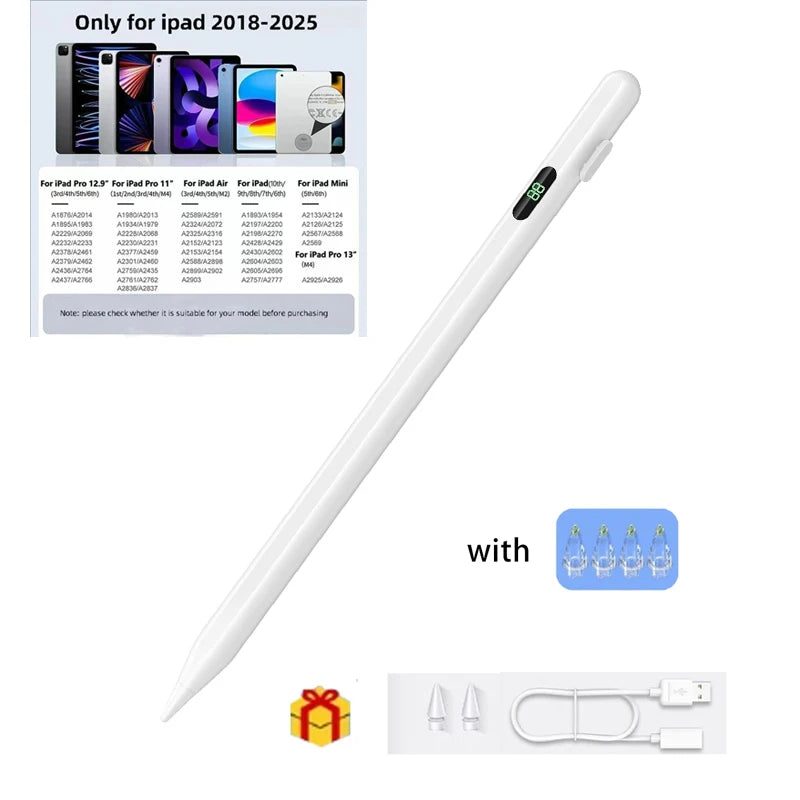 P+7 Active Stylus Pen for iPad – 4 Tips & Battery Display Active Stylus Pen Axl white 4TIPS
