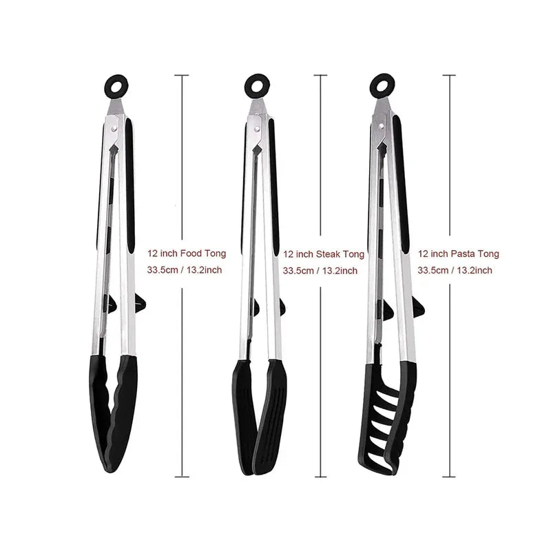Silicone Kitchen Tongs – Non-Stick BBQ, Salad & Pasta Tongs Silicone Kitchen Tongs Axl