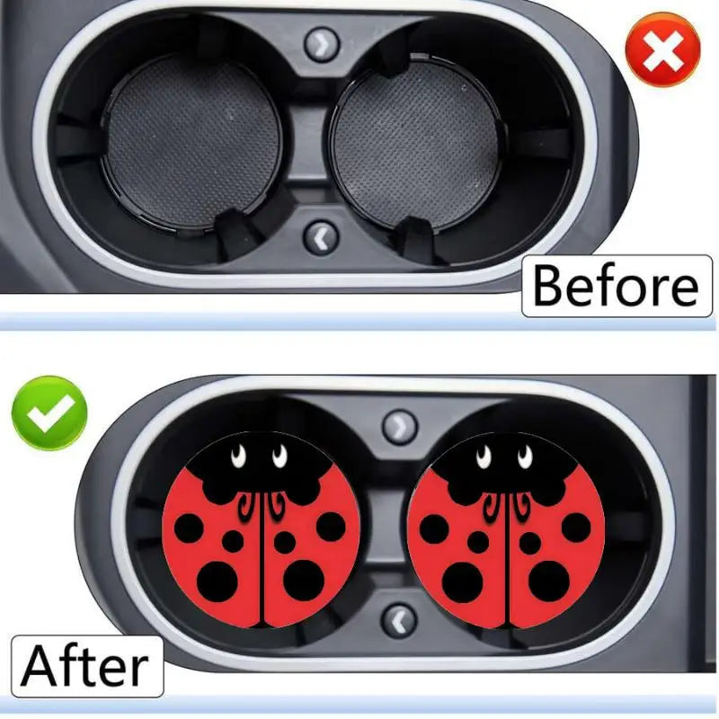 Ladybug Silicone Car Cup Coasters – Non-Slip Set of 2 Silicone Cup Coasters Axl
