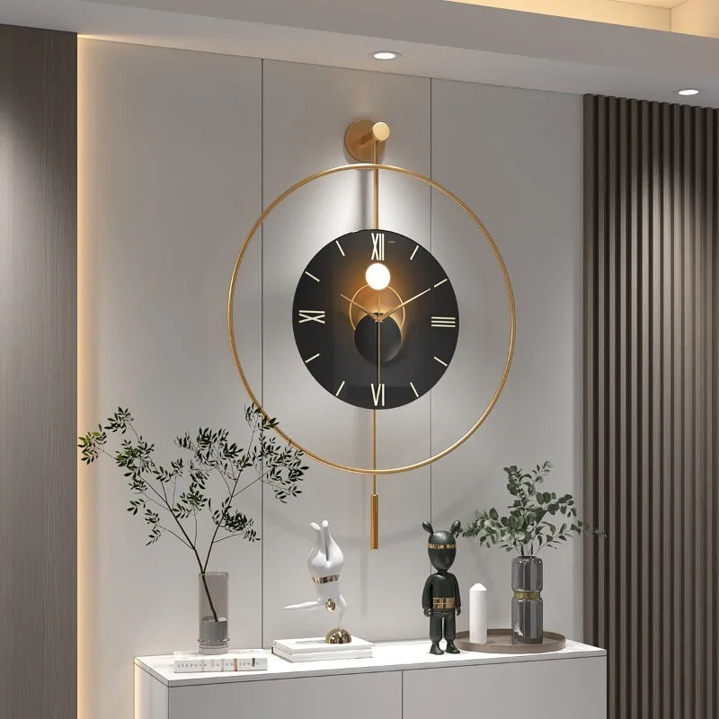 Modern Silent Wall Clock – Minimalist Metal Round 50/60CM Wall Clock Axl
