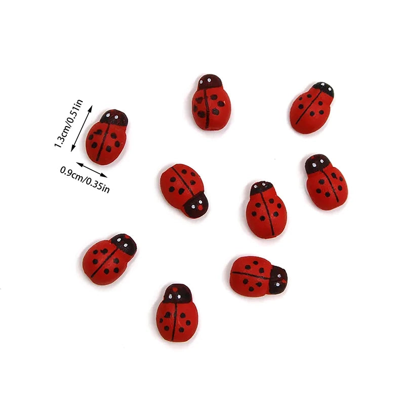 Mini Wooden Ladybug Sticker Ornaments 50/100 Pcs – DIY Craft Decor DIY Craft Ornaments Axl