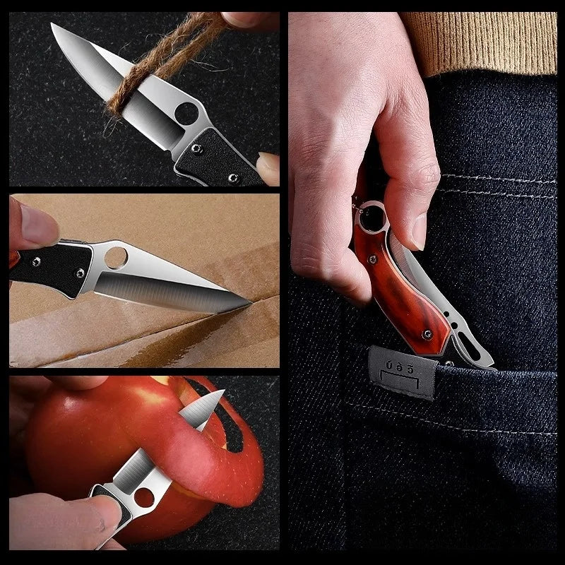 Mini Folding Pocket Knife – Stainless Steel & Wood Handle EDC Folding Pocket Knife Axl