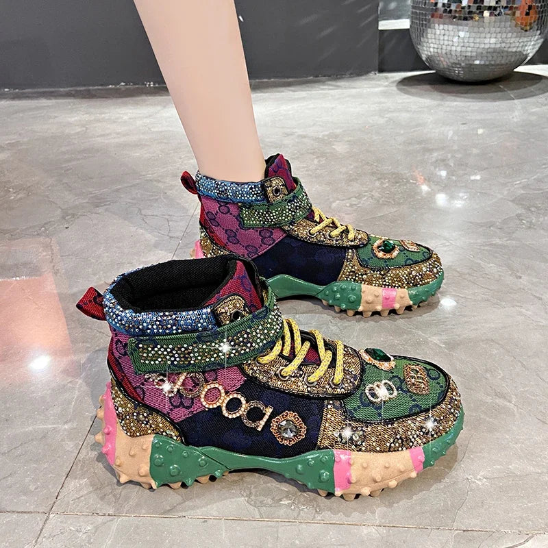 Women's Rhinestone Sneakers – Luxury Diamond Embellished Shoes Fashion Sneakers Axl