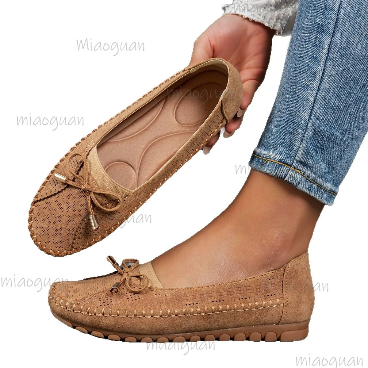 Women's Bow Ballet Flats – Slip-On Casual Loafers Comfort Shoes Ballet Flats Axl