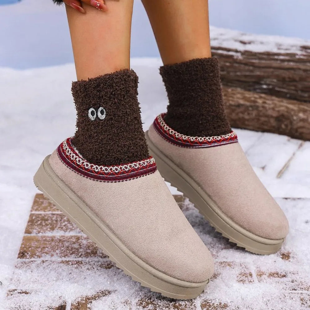 Women's Slip-On Snow Boots – Warm Plush Flat Ankle Winter Boots Women's Snow Boots Axl 41 Beige