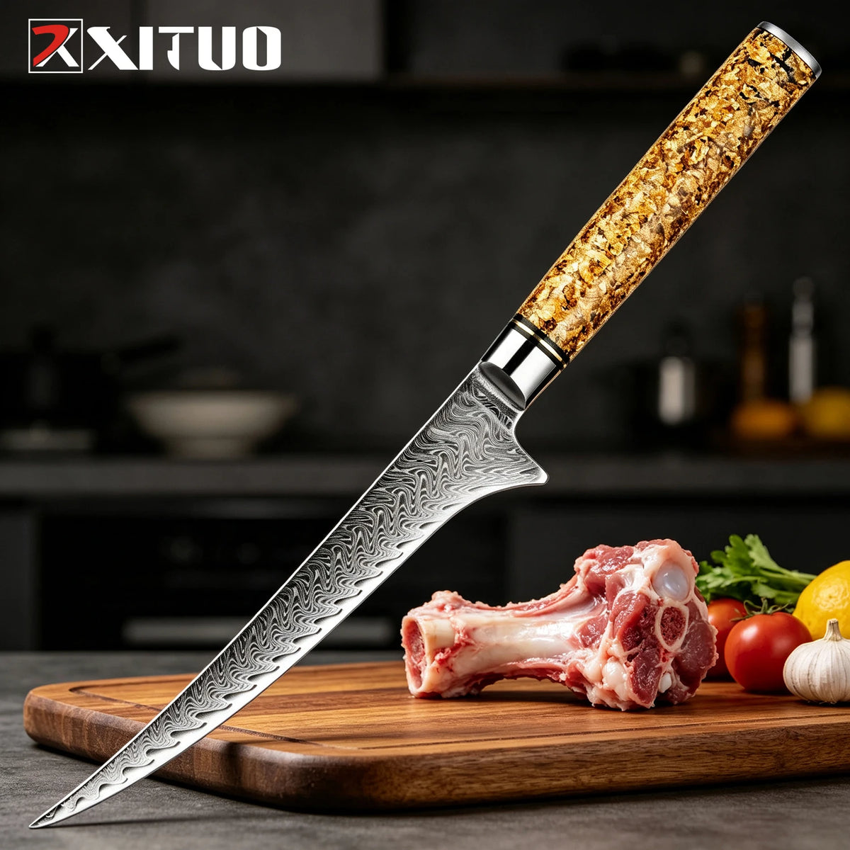 XITUO Damascus Steel Knife Set 1–5 PCS | Chef & Kitchen Knives Damascus Knife Set Axl Boning Knife
