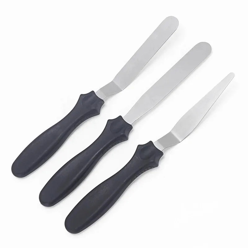 3-Piece Stainless Steel Cake Scraper & Spatula Trowel Set Cake Decorating Tools Axl