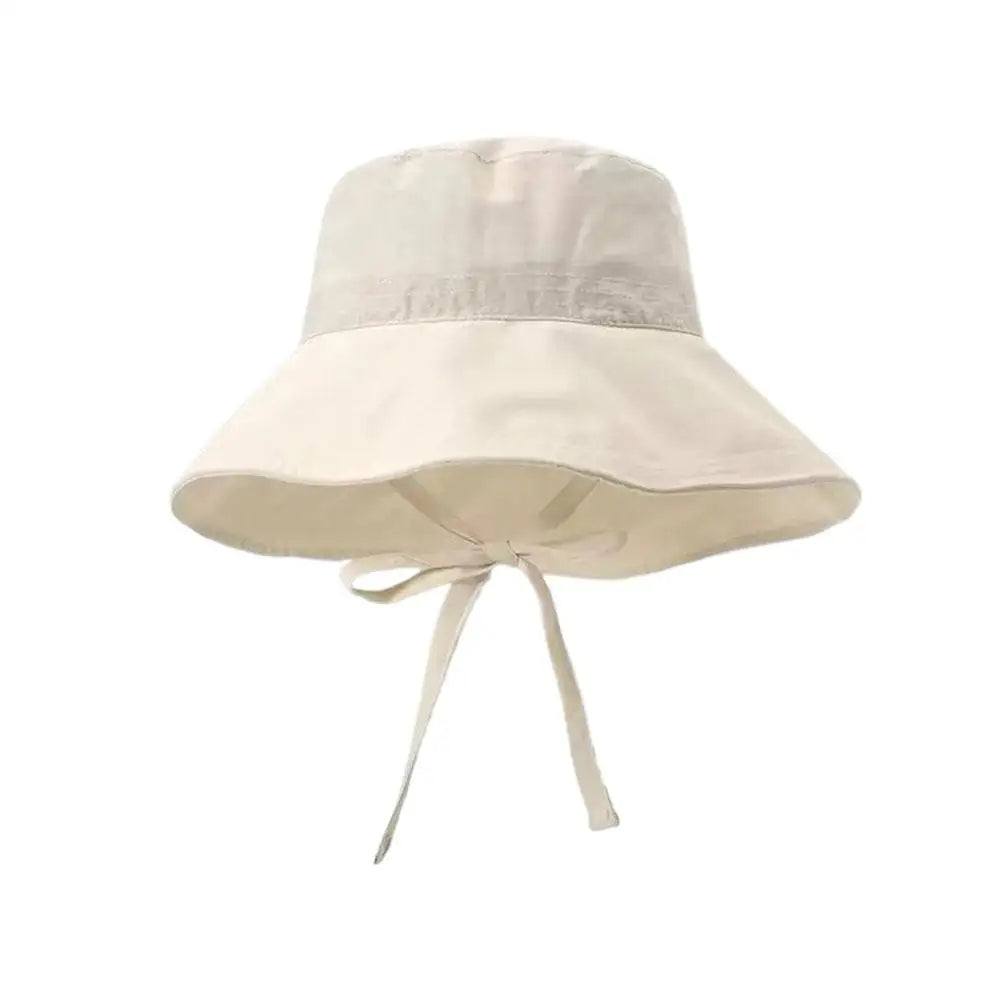 Women's UV Bucket Hat – Bow Tie Chin Strap Beach Sun Hat Sun Protection Hat Axl WHITE