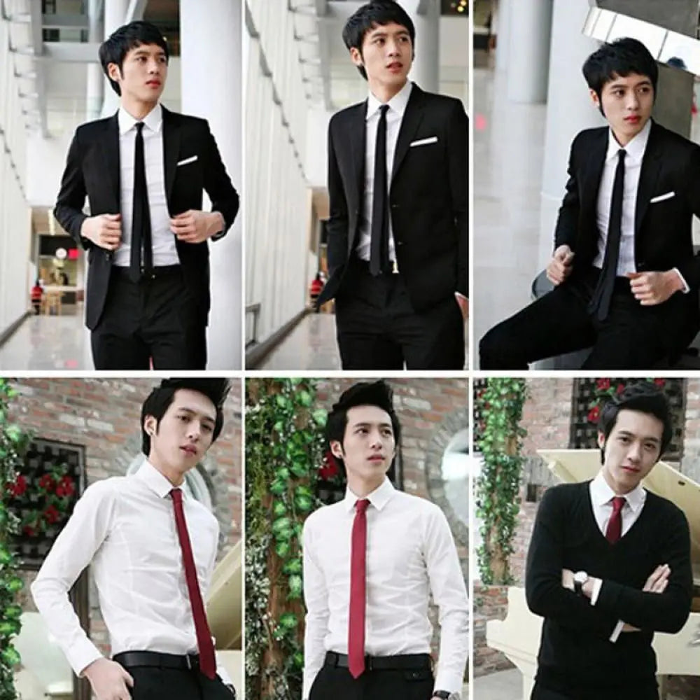Men's Slim Solid Skinny Necktie – Faux Silk Wedding & Party Tie Men's Necktie Axl
