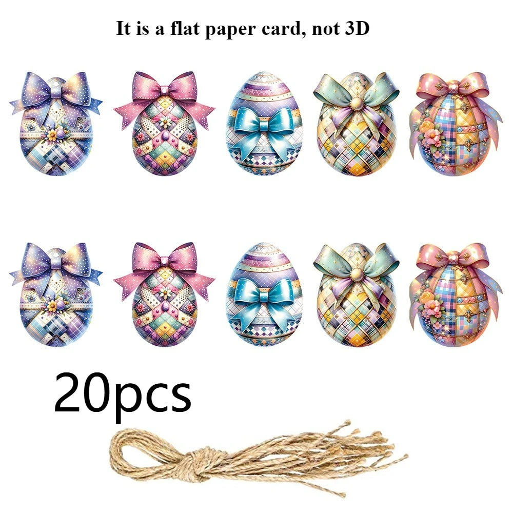 Multicolor Bow & Plaid Paper Ornaments with Rope – 10 Pack Paper Party Ornaments Axl 20pcs