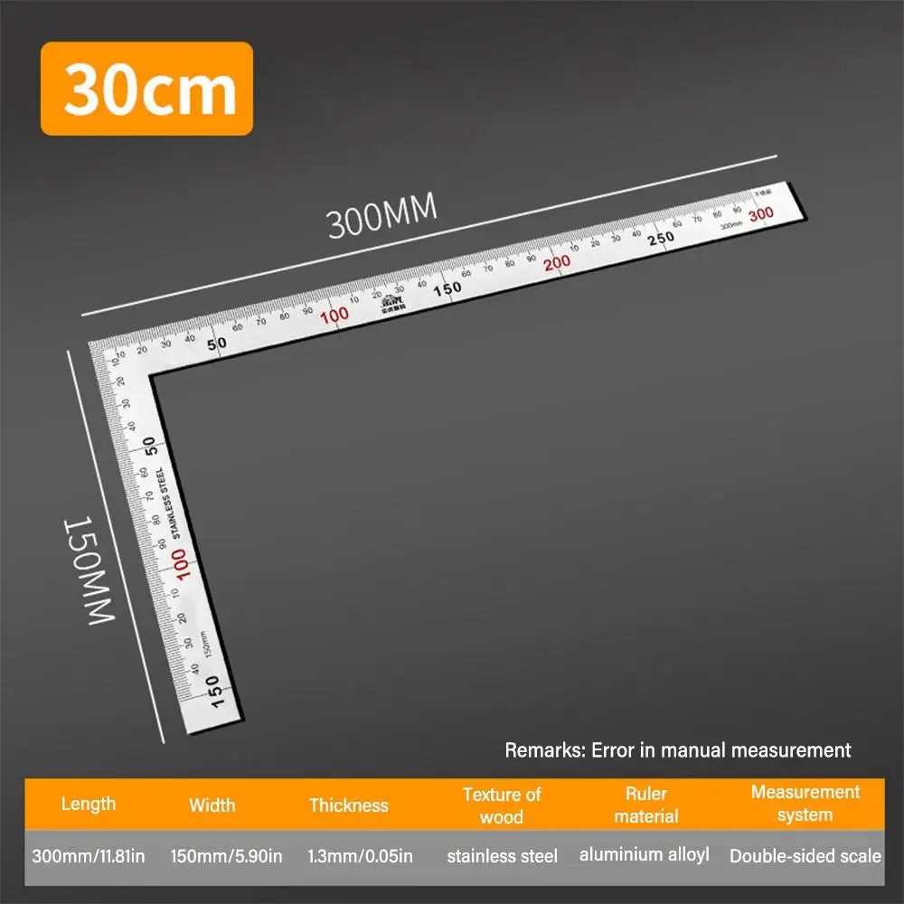 Stainless Steel 90° Angle Square Ruler – Woodworking Gauge 30/50CM Woodworking Square Ruler Axl 03-30CM